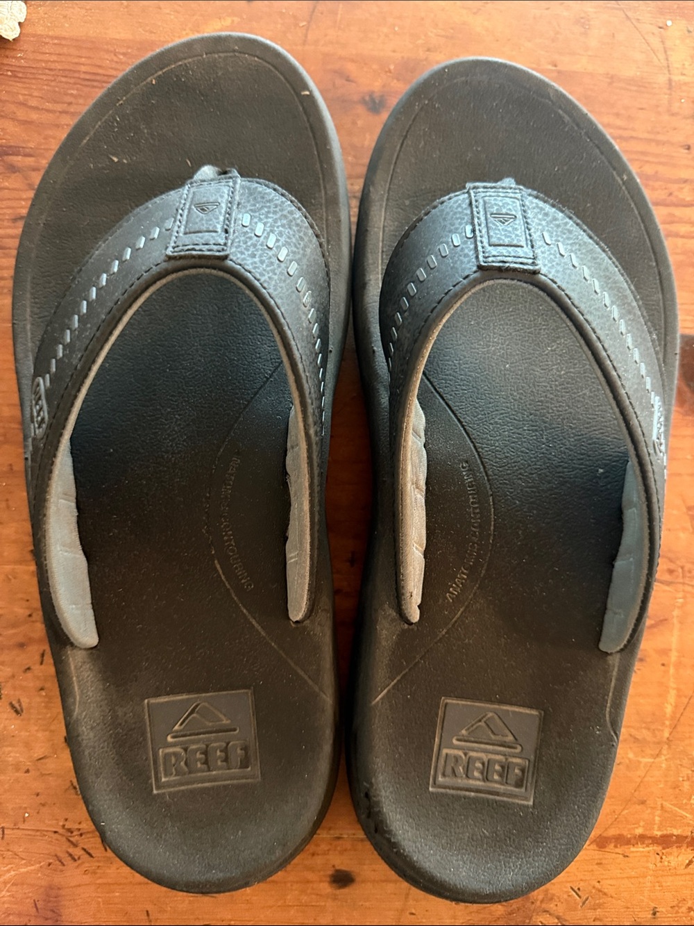 Reef Men's Black and Gray Contoured Flip Flops